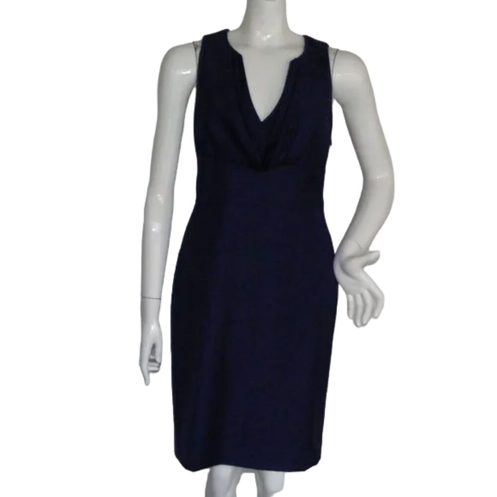 J. Crew Dress, 4, Purple Wool, Structured Origami V-neck, Sleeveless, Career